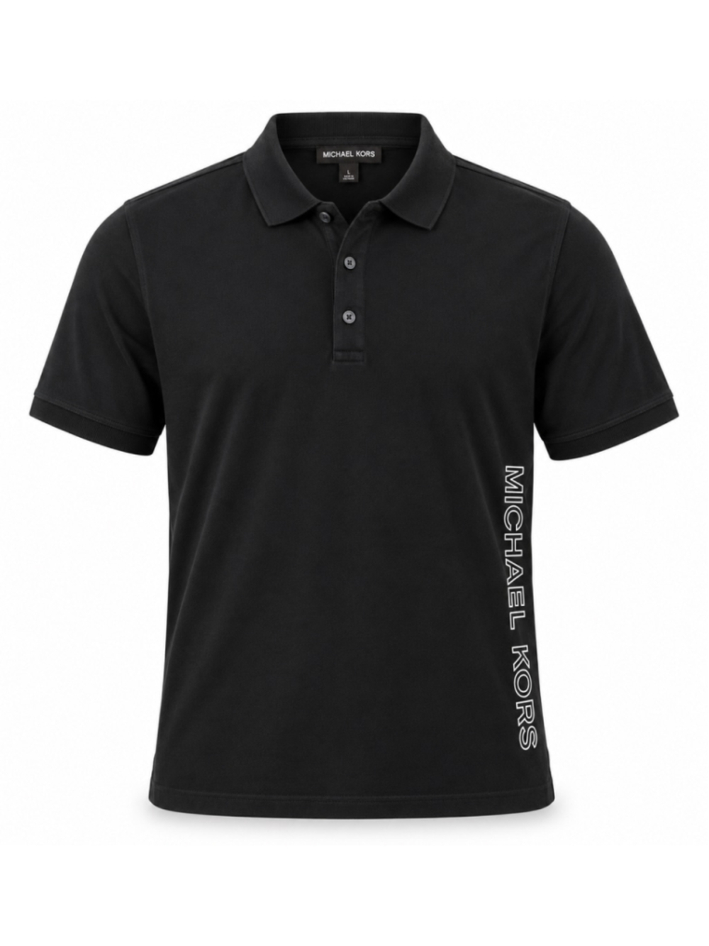 Michael Kors Mens Small Black Logo Polo Shirt Short Sleeve Designer Spellout